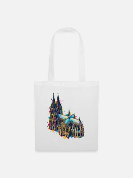Kölner Dom Aquarell-Splash - Stoffbeutel - Weiß