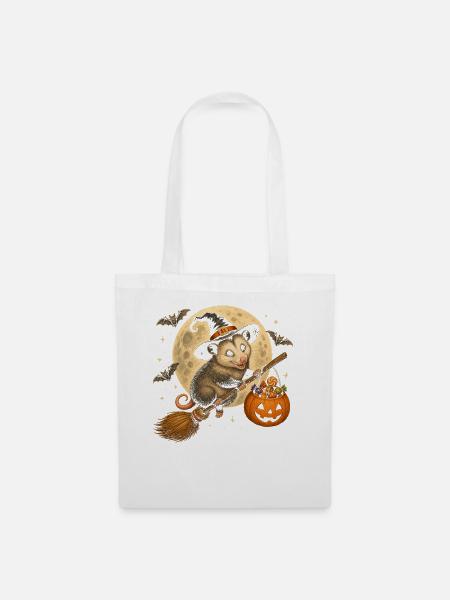 Opossum Hexe Halloween Opossum - Stoffbeutel - Weiß