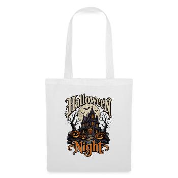 Halloween Night – Spukhaus mit Kürbissen - Stoffbeutel - Weiß - Vorne