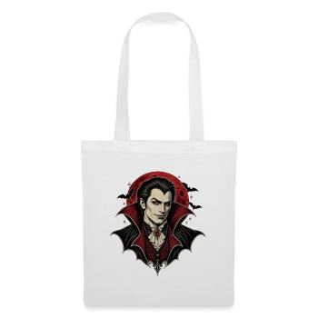 Vampir vor rotem Mond – Gothic Halloween - Stoffbeutel - Weiß - Vorne