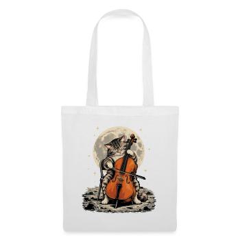 Space Cat Cello – Cellist, Astronaut, Katzenliebhaber - Stoffbeutel - Weiß - Vorne