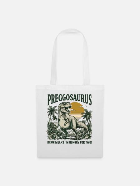 PregoSaurus Dino Wortwitz - Stoffbeutel - Weiß