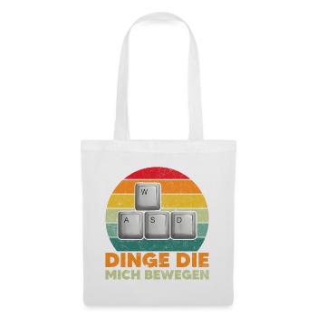 WASD Gamer Gaming PC Tastatur Lustiger Spruch - Stoffbeutel - Weiß - Vorne