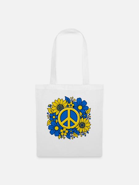 Peace for Ukraine – Frieden & Sonnenblumen - Stoffbeutel - Weiß