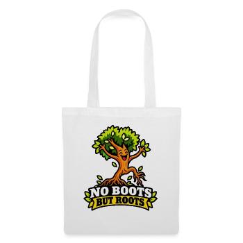 No Boots But Roots – Lustiger Baum - Stoffbeutel - Weiß - Vorne