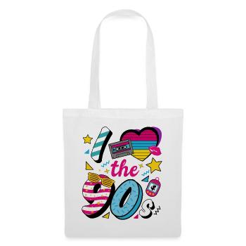 I Love the 90s Retro Nostalgie Party Spruch - Stoffbeutel - Weiß - Vorne