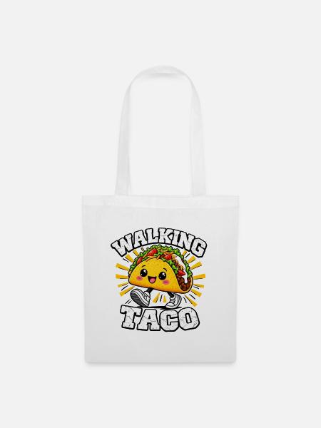 Walking Taco, lustige Kostüm-Tacos  - Stoffbeutel - Weiß