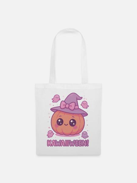Kawaiiween Kürbishexe - Stoffbeutel - Weiß