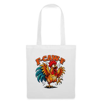 Funny F-CAW-F Crazy Rooster Retro Chicken - Stoffbeutel - Weiß - Vorne
