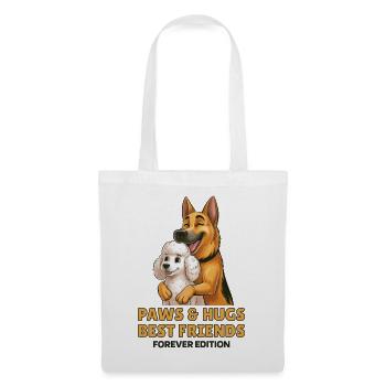 Paws & Hugs Best Friends Hunde Schäferhund Pudel   - Stoffbeutel - Weiß - Vorne