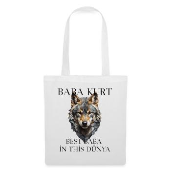 Baba Kurt – Türkischer Papa Wolf - Stoffbeutel - Weiß - Vorne