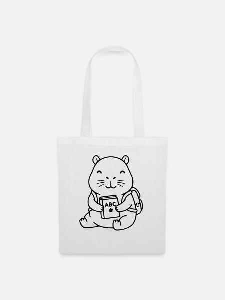 Süßes Capybara-Zurück-an-die-Schule-Geschenk - Stoffbeutel - Weiß