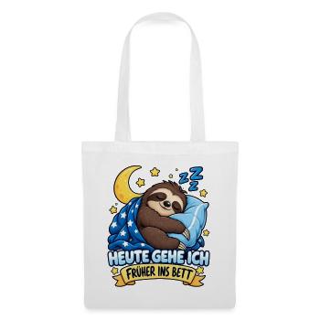 Süßes müdes Faultier Heute geh ich früher ins Bett - Stoffbeutel - Weiß - Vorne