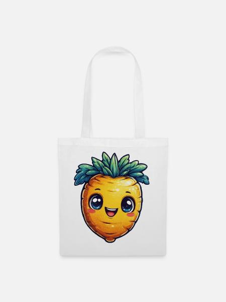 Kawaii Karotten Motiv - Stoffbeutel - Weiß