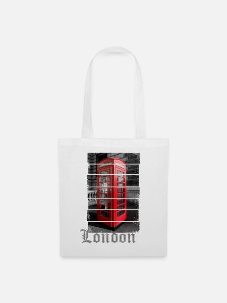 London Design mit Roter Telefonzelle Souvenir - Stoffbeutel - Weiß
