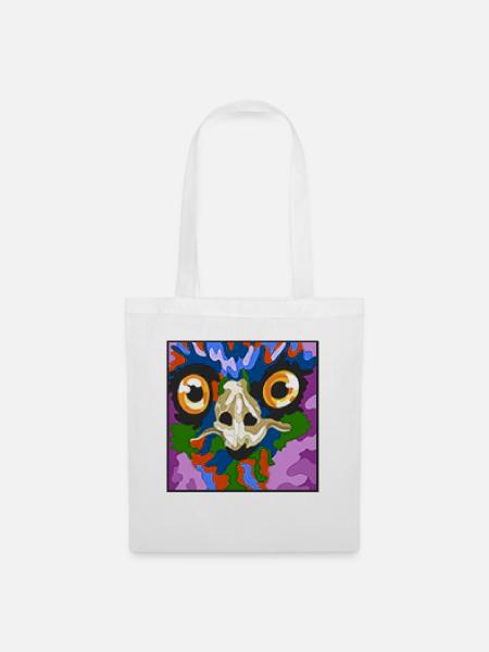 Buntes Tiergeist-Maske Kunstdruck - Stoffbeutel - Weiß