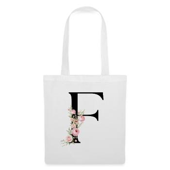 F Buchstabe Monogram Floral - Stoffbeutel - Weiß - Vorne