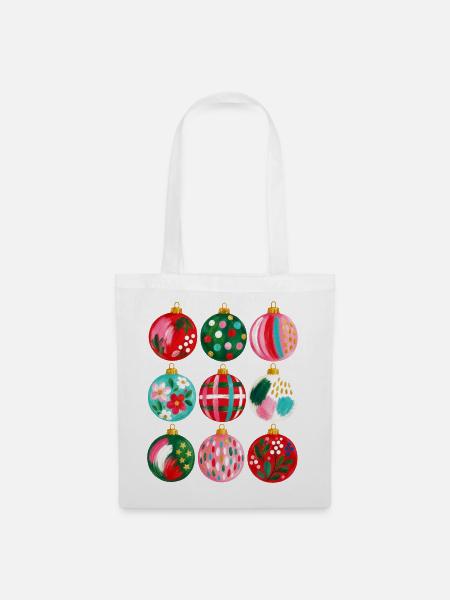 Weihnachten Boho Gemalte Christbaumkugeln - Stoffbeutel - Weiß