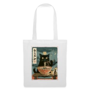 Katze, Ramen,UFO, Kawaii, Anime - Stoffbeutel - Weiß - Vorne