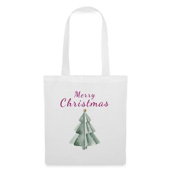 Minimalistischer Weihnachtsbaum Aquarell Tannenbau - Stoffbeutel - Weiß - Vorne
