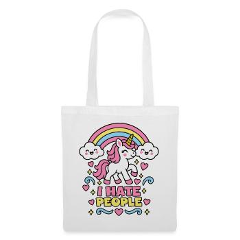 I Hate People – Einhorn Regenbogen - Stoffbeutel - Weiß - Vorne