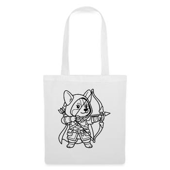Niedliche Corgi-Bogenschütze-RPG-Tabletop-Gamer-Hunde-Umrisse - Stoffbeutel - Weiß - Vorne