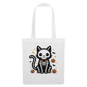 Niedliche Skelettkatze Halloween Süße, gruselige Katze - Stoffbeutel - Weiß - Vorne