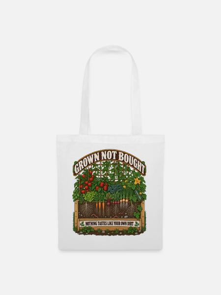 Grown Not Bought Garten-Illustration - Stoffbeutel - Weiß