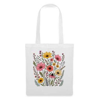 Colorful Cosmos Coneflower Wildflower Bouquet - Stoffbeutel - Weiß - Vorne