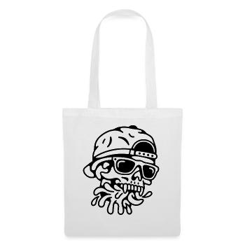 Cooler Totenkopf mit Sonnenbrille und Baseballkappe - Stoffbeutel - Weiß - Vorne