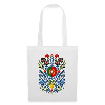 Portugal | Hahn, Sardinen & Azulejo - Stoffbeutel - Weiß - Vorne