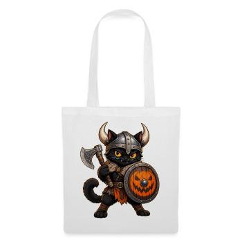 Halloween-Wikingerkatze - Stoffbeutel - Weiß - Vorne