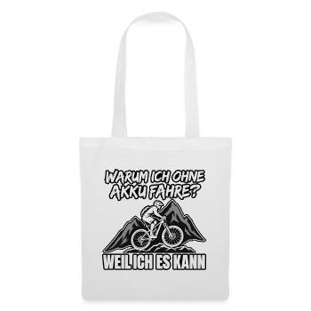 Ohne Akku Mountainbike Weil ich es kann - Stoffbeutel - Weiß - Vorne