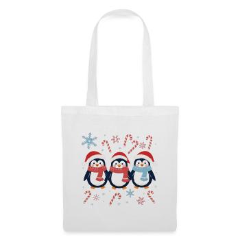 Drei Pinguine Weihnachten Süß - Stoffbeutel - Weiß - Vorne
