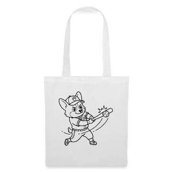 Niedlicher Corgi-Baseballspieler-Hund-Umriss - Stoffbeutel - Weiß - Vorne