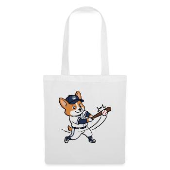 Süßer Corgi-Hund spielt Baseball, Sportliebhaber - Stoffbeutel - Weiß - Vorne