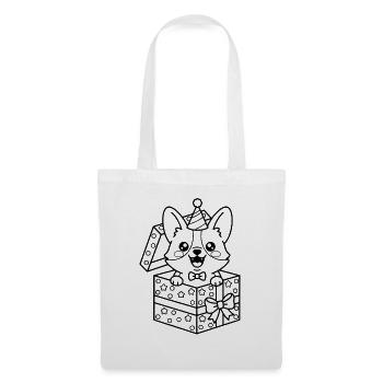 Überraschung süßer Corgi-Hund in Geburtstagsgeschenkbox - Stoffbeutel - Weiß - Vorne