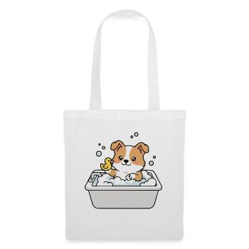 Süßer Corgi-Badezeit-Lustiger Hund - Stoffbeutel - Weiß - Vorne