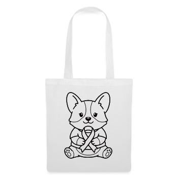 Süßes Corgi-Band Brustkrebs-Bewusstseins-Hundegeschenk - Stoffbeutel - Weiß - Vorne