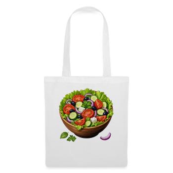 Frischer Salat Bowl Schüssel mit Gemüse - Stoffbeutel - Weiß - Vorne