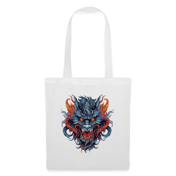 Drachenkopf Asiatischer Drache Bunt - Stoffbeutel - Weiß - Vorne
