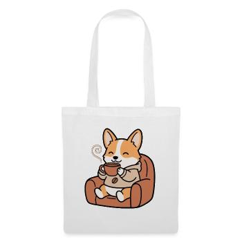 Süßer Corgi, der Kaffee trinkt, lustiger Hundeliebhaber - Stoffbeutel - Weiß - Vorne