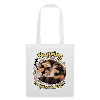 Schlafende Katze - Stoffbeutel - Weiß - Vorne