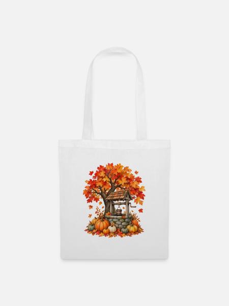 Der Herbst ist mein Lieblingswunschbrunnen - Stoffbeutel - Weiß