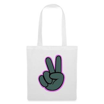 Peacezeichen Hand mit Pink Outline - Stoffbeutel - Weiß - Vorne