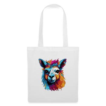 Bunter Llama Popart Muster - Stoffbeutel - Weiß - Vorne