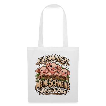 Landleben Landwirt Schweinebauer Schweinchen - Stoffbeutel - Weiß - Vorne