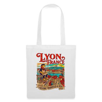 Vintage Lyon France Historic Traboules And Silk - Stoffbeutel - Weiß - Vorne
