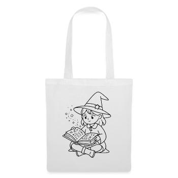 Niedliche Hexe-Lese-Magiebuch-Gliederung Halloween - Stoffbeutel - Weiß - Vorne