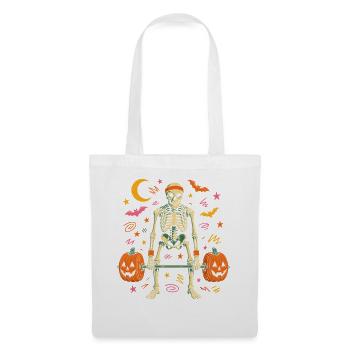  Skelett Kreuzheben Halloween Kürbis Gewichte - Stoffbeutel - Weiß - Vorne
